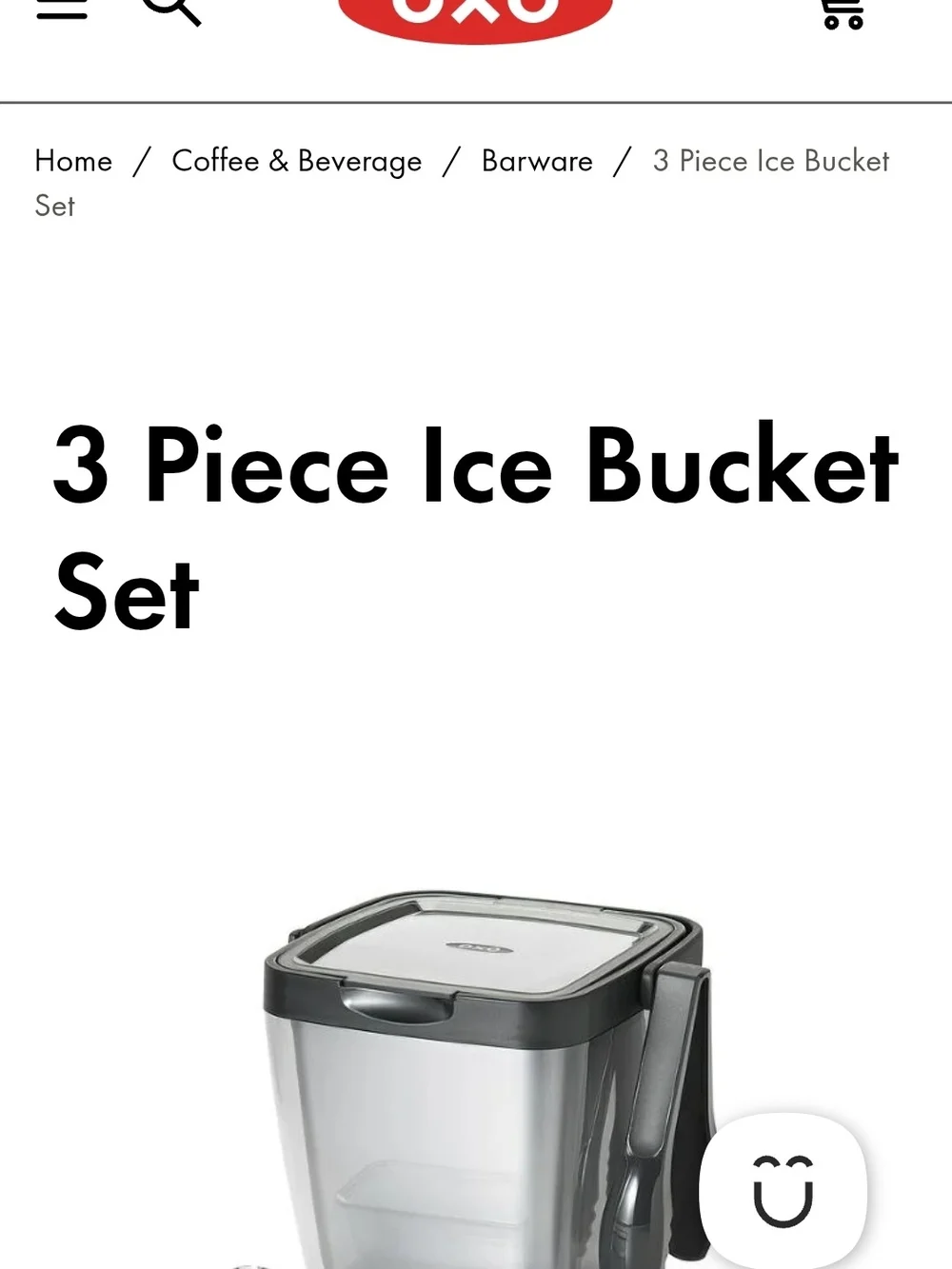 OXO 3-Piece Ice Bucket Set in Gray and Black